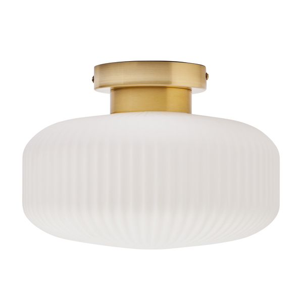 Scala 1lt Satin Brass Ribbed Flush Bathroom Light IP44 - Image 7