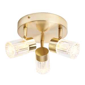 Bizet 15w LED 3light Plate Adjustable Spot CCT IP44 Satin Brass