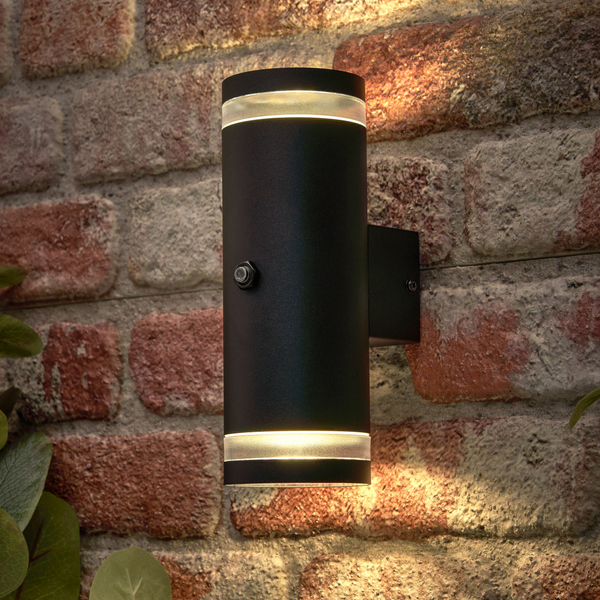 Grant LED Up & Down IP44 Wall Light with Photocell Black - Image 5
